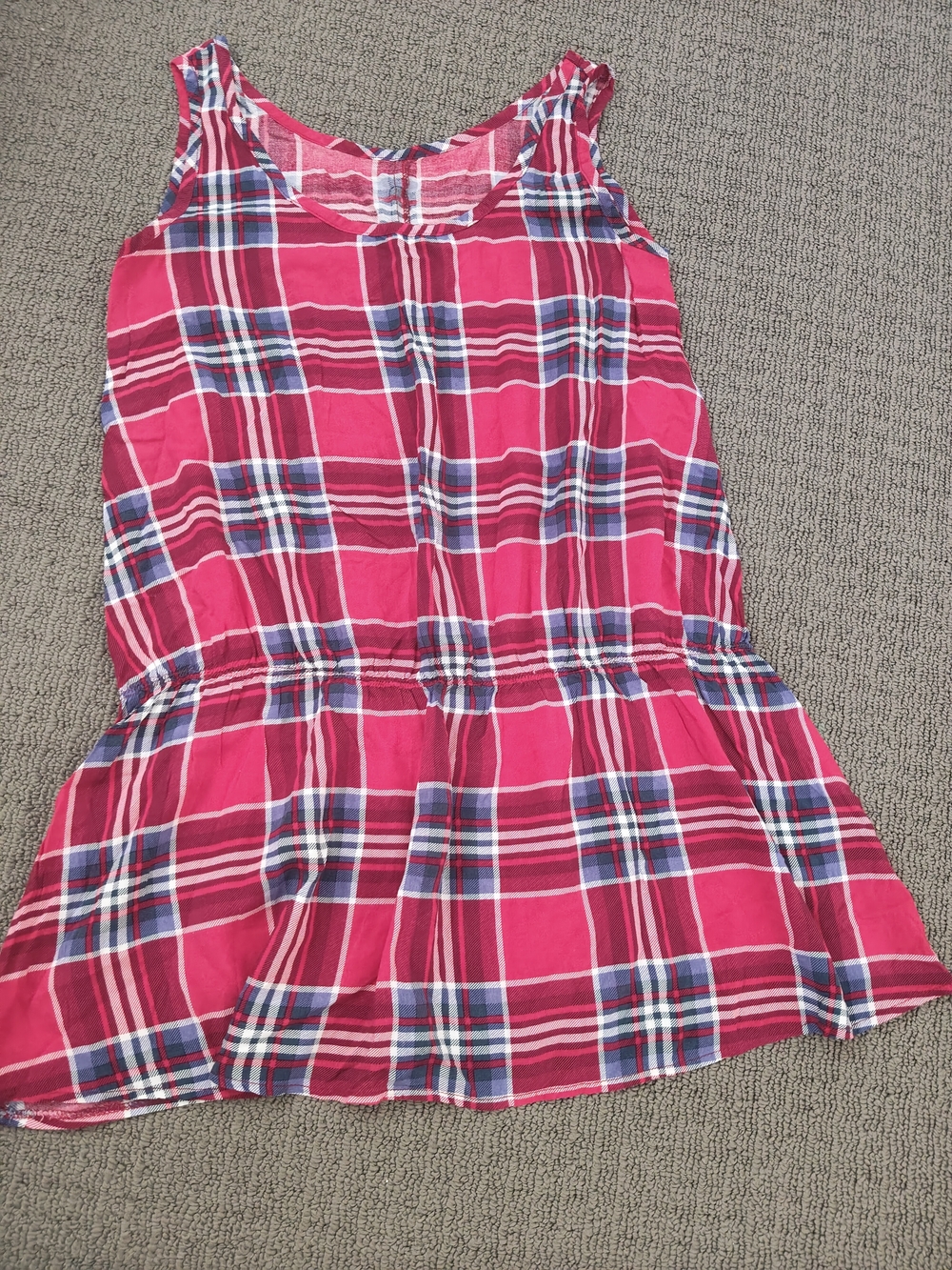 Pink Plaid Women’s Skirt - Sleeveless Peplum Style